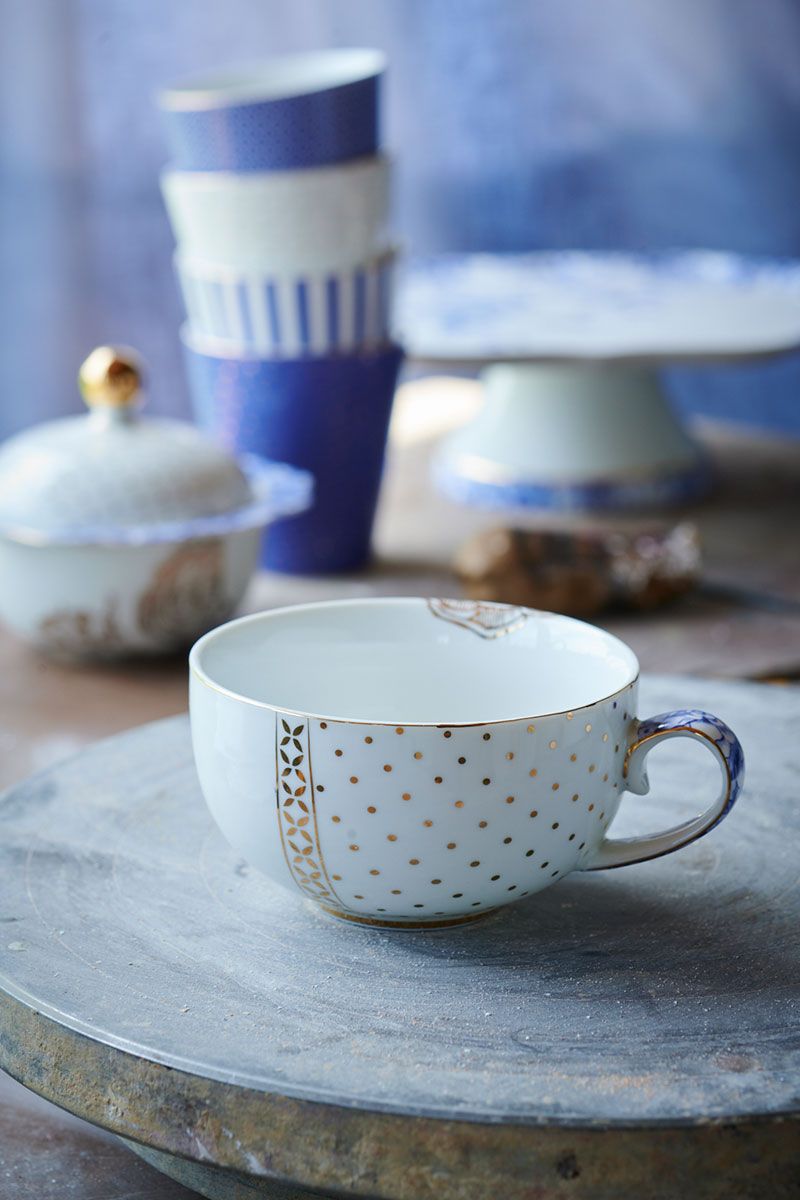 Royal white 6יחידות ספל תה +תחתיות לבן 225מיל